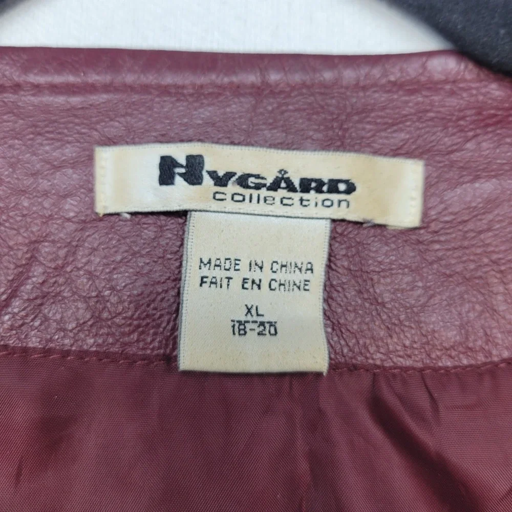 Nygard Collection Leather Knit Jacket Womens XL Burgundy Zip Mixed Media - Picture 3 of 7